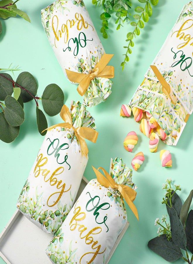 Bulyoou 50 Pcs Baby Shower Party Favors Bags Baby Plastic Drawstring Gift Candy Goodies Treat Bags for Guest Greenery Woodland Theme Baby Boy Girl Birthday Gender Reveal Decor Supplies(Drawstring) - Image 4